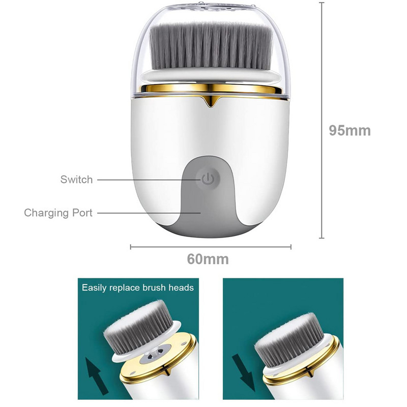 3 viename elektrinis veido valymo šepetėlis Pore Clean Exfoliator veido valymo šepetėlis veido šveitiklis skirtas moterims ir vyrams giliam odos valymui