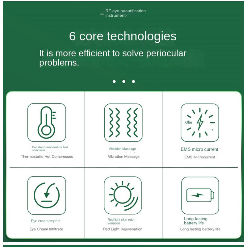 2022 m. RF akių masažuoklis Veido masažuoklis Raudonos šviesos terapija Eyes Magic Anti Dark Circle Šildymo vibratoriai Eye Majic Kosmetikos prietaisai