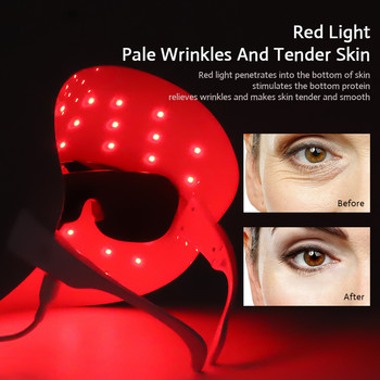 Фотонна терапия за лице LED маска 3 цвята червена светлина LED маска за лице за здрава грижа за кожата Подмладяване Колаген против стареене на бръчки