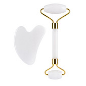 Arcmasszírozó gouache kaparó archengerhez Gua Sha Natural Jade White Quartz Roller cellulit masszírozó kő Gua Sha készlet