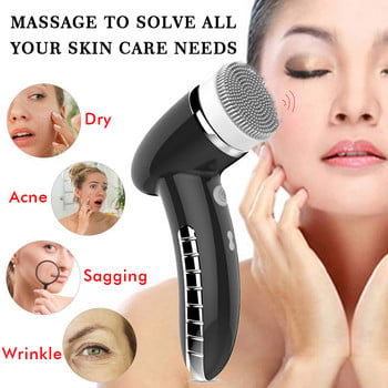 Βούρτσα καθαρισμού προσώπου 4 ΣΕ 1 Sonic Vibration Mini Face Cleaner Σιλικόνη Βαθύς Καθαρισμός Πόρων Ηλεκτρικό μασάζ προσώπου Αδιάβροχο