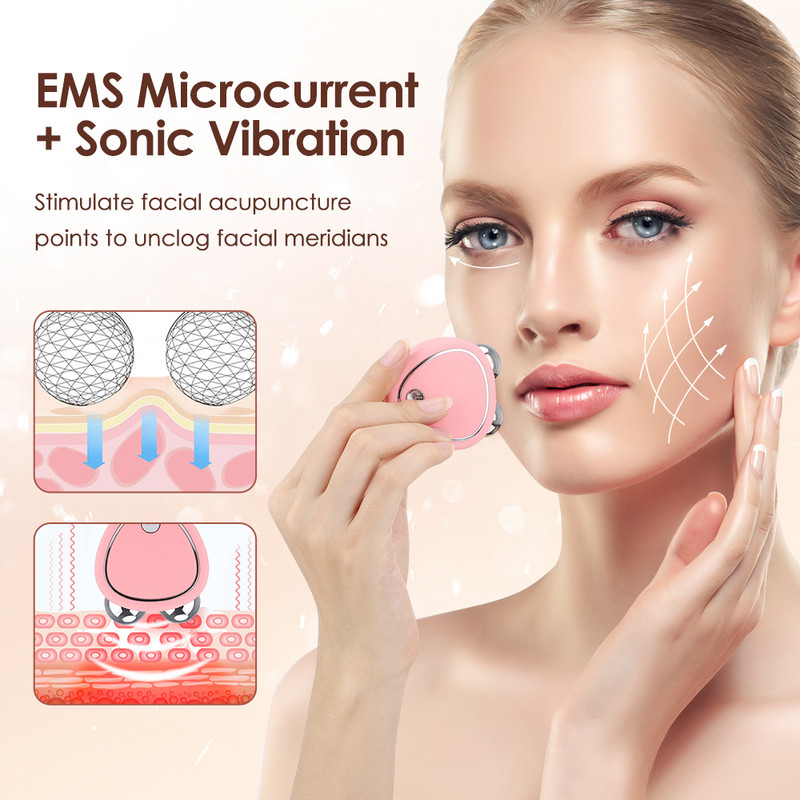 V-Line EMS Arcmasszírozó Beauty Sonic Vibrációs Dupla áll eltávolító Arc lifting Karcsúsító Bőrfeszesítő Hengeres arcmasszázs