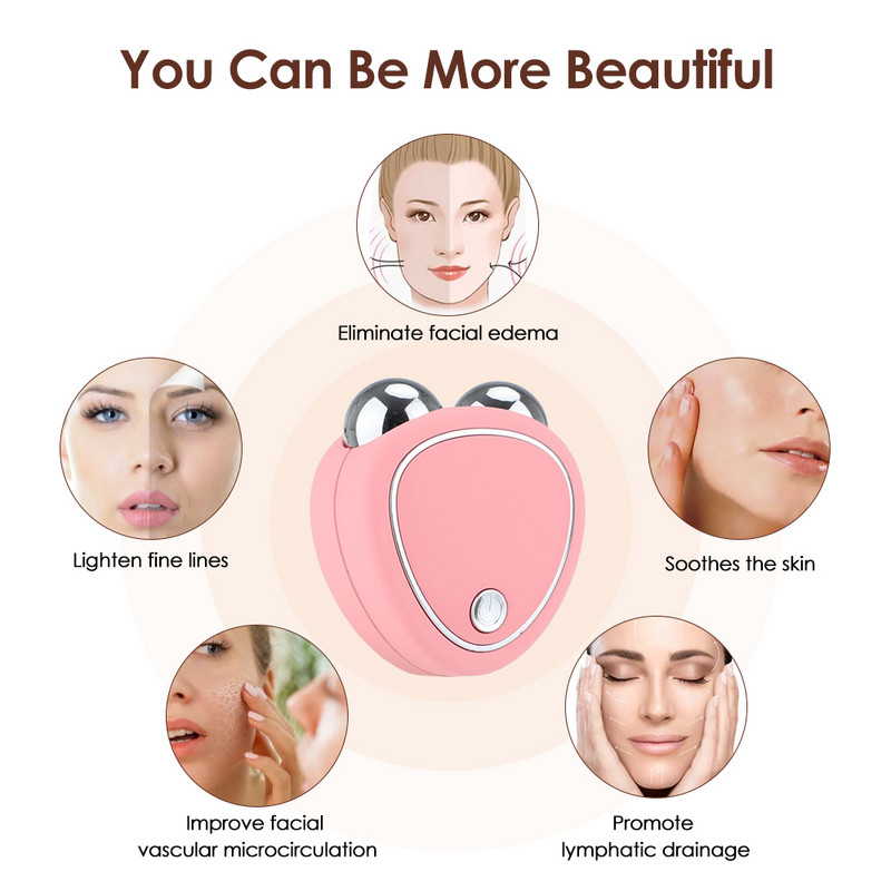 V-Line EMS Arcmasszírozó Beauty Sonic Vibrációs Dupla áll eltávolító Arc lifting Karcsúsító Bőrfeszesítő Hengeres arcmasszázs