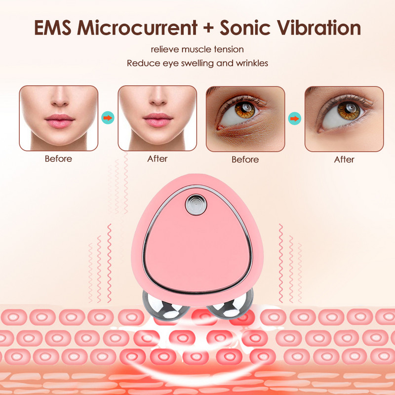 V-Line EMS Arcmasszírozó Beauty Sonic Vibrációs Dupla áll eltávolító Arc lifting Karcsúsító Bőrfeszesítő Hengeres arcmasszázs