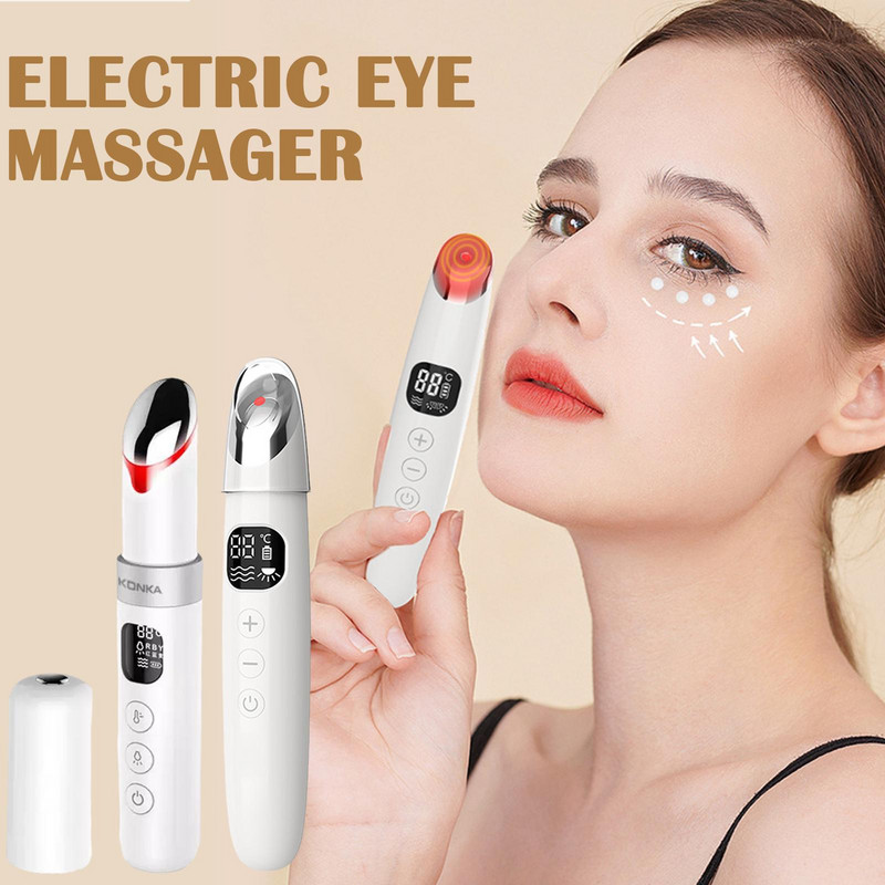 Elektromos szemmasszírozó vibrációs 45 ℃ meleg masszázs Relax Eyes Photo Therapy EMS Eye Skin Lift Anti Age Wrinkle Skin Care Tool