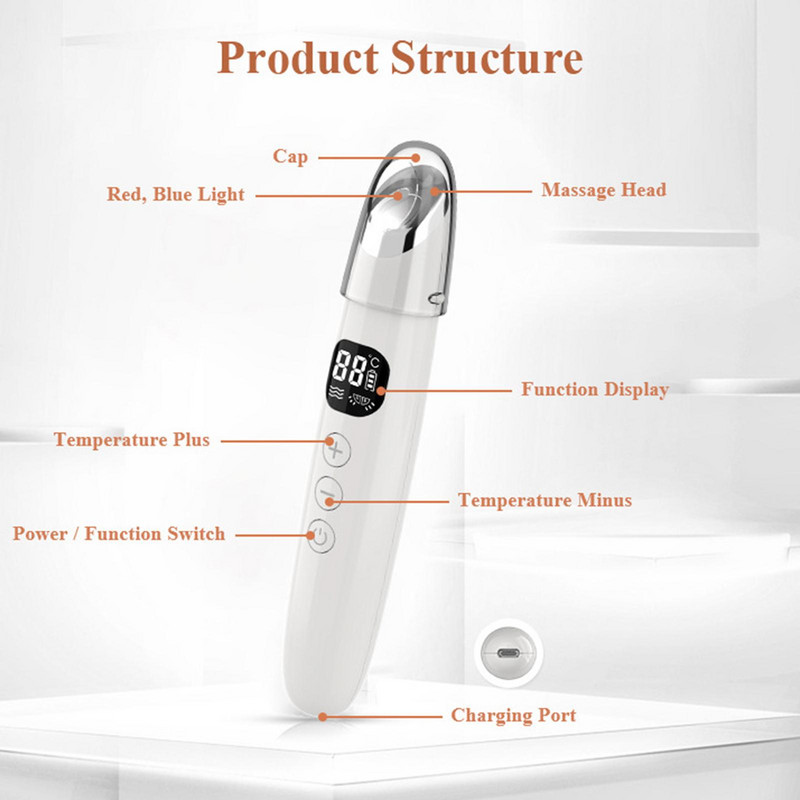 Elektromos szemmasszírozó vibrációs 45 ℃ meleg masszázs Relax Eyes Photo Therapy EMS Eye Skin Lift Anti Age Wrinkle Skin Care Tool