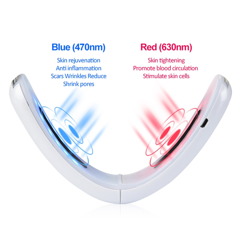 EMS LED fotonų veido pakėlimo prietaisas raudonos mėlynos šviesos terapijos galvaninis veido masažuoklis smakro V formos grožio odos priežiūrai lieknėjimo įrankiai