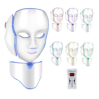 LED Photon Beauty Device 7 Colors Led Facial Mask Led Photon Therapy Face Mask Light Therapy Akne Mask Nyak Beauty Led Mask