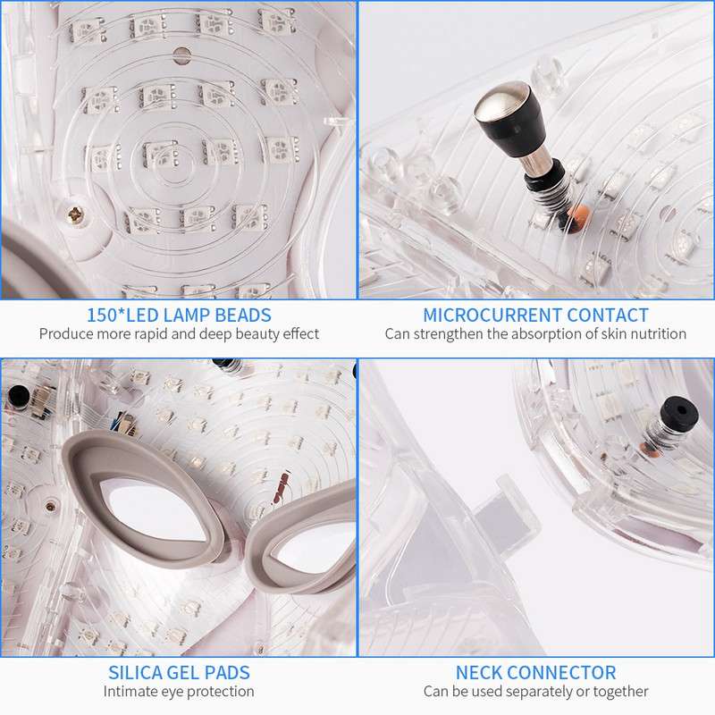 7 boja LED maska za lice Ljepota Pomlađivanje kože Fotonska terapija Maska za akne Vrat Lice Zatezanje kože Uklanjanje bora Izbjeljivanje