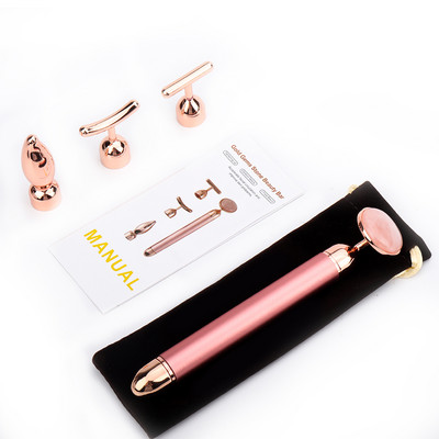4 az 1-ben Beauty Bar vibráló rózsakvarc arcgörgős szemmasszírozó Jade görgős T/V formájú arc emelő ránctalanító masszázseszköz