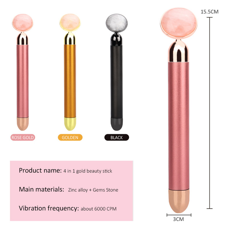 4 az 1-ben Beauty Bar vibráló rózsakvarc arcgörgős szemmasszírozó Jade görgős T/V formájú arc emelő ránctalanító masszázseszköz