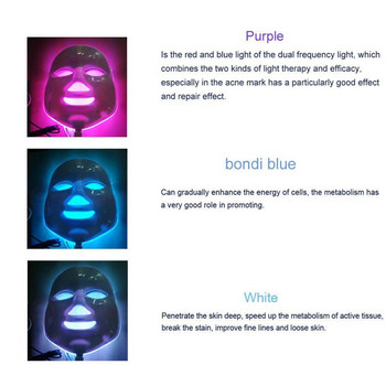 7 цвята LED маска за лице Маска за подмладяване на кожата Фототерапия Фотонна терапия Анти-акне Премахване на бръчки Инструменти за грижа за кожата на лицето