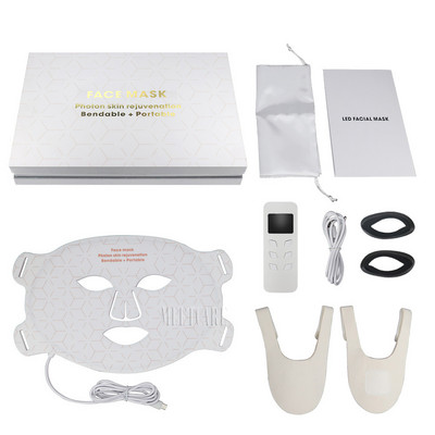 4 spalvų LED veido kaukė SPA šalia infraraudonųjų spindulių mėlyna geltona raudona šviesos terapija veido kaklei NIR fotonų odai stangrinti baltą kaukę nuo paraudimo