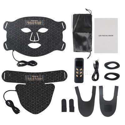 4 spalvų LED veido kaukė SPA šalia infraraudonųjų spindulių mėlyna geltona raudona šviesos terapija veido kaklei NIR fotonų odai stangrinti baltą kaukę nuo paraudimo