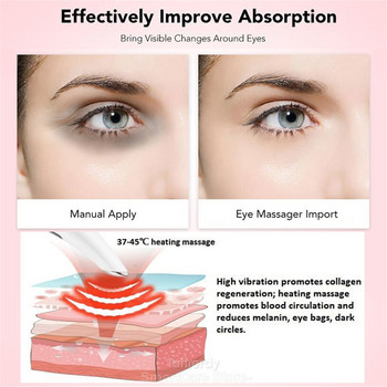 Μίνι στυλό μασάζ ματιών Θερμαινόμενο Hot Led Light Sonic Vibration Eye Face Massager Wrinkle Dark Circle Removal Portable Skin Care Tool