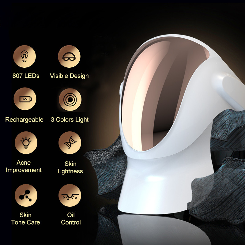 Нова 807Pcs LEDs Face Beauty Mask 3 Colors Light Nano Photodynamic