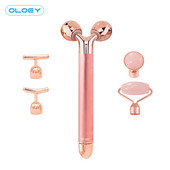 5-în-1 24K Gold Beauty Bar Masaj facial Vibrant electric Cuarț trandafir Rolă 3D Lifting facial Body Facial Gua Sha Jad Roller