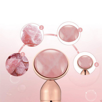 5-в-1 24K Gold Beauty Bar Face Massager Електрически вибриращ розов кварц 3D ролер Face Lifting Body Facial Gua Sha Jade Roller