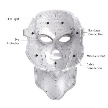 Терапия с LED маска за лице 7 цвята Машина за маска за лице Фотонна терапия Светлинна грижа за кожата Премахване на бръчки и акне против стареене LED маска