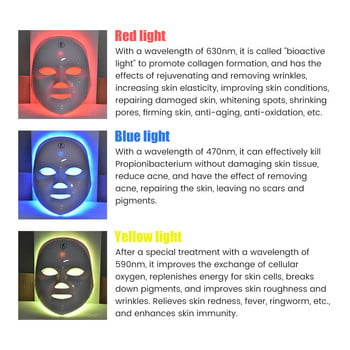 LED маска 7 цвята LED светлинна терапевтична маска Photon Rejuvenation Стягаща кожа против бръчки LED маска Устройство за грижа за лицето