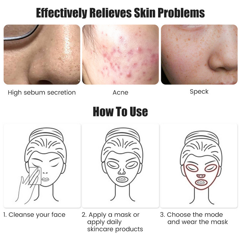 Mască LED 7 culori Mască pentru terapie cu lumină cu LED Reîntinerire cu fotoni Fermează pielea Mască cu LED antirid Dispozitiv de îngrijire a feței