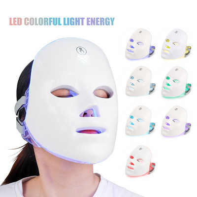 USB Charge 7 Χρώματα LED Μάσκα προσώπου Θεραπεία φωτονίων Αναζωογόνηση δέρματος κατά της ακμής αφαίρεση ρυτίδων Περιποίηση δέρματος Μάσκα επιδερμίδας Brightenin