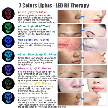 7 цветна LED фотонна маска за лице Терапия за подмладяване на кожата Шия Против бръчки Възрастова машина Избелване Ремонт Грижа за красотата Масажни инструменти