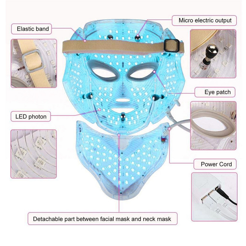 LED Photon Beauty Device 7 Colors Led Facial Mask Led Photon Therapy Face Mask Light Therapy Akne Mask Nyak Beauty Led Mask