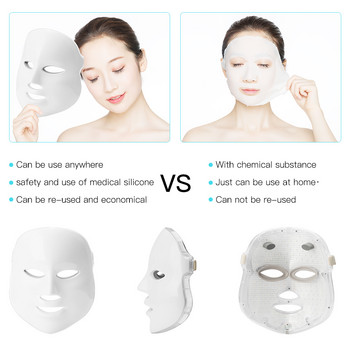 LED маска за лице Красота Подмладяване на кожата Фотонна светлина 7 цвята Маска Премахване на бръчки Лечение на акне Спа инструмент Машина за грижа за лицето