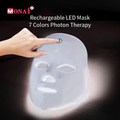 Įkraunama LED kaukė raudonos šviesos terapijos veidui 7 spalvų tušas De Led Tratamento veido belaidis vieno prisilietimo odos stangrinimo prietaisas