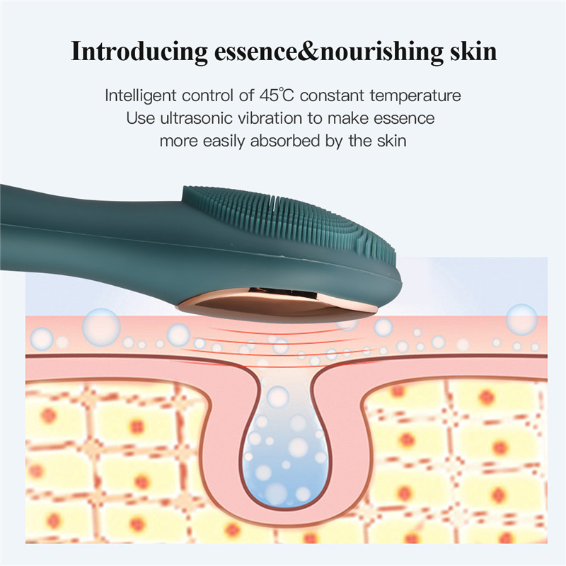 CkeyiN Električno grijanje Masažer za dubinsko čišćenje lica Ultrazvučna vibracija Vodootporan Mekani silikon Uklanjanje prljavštine Čišćenje pora