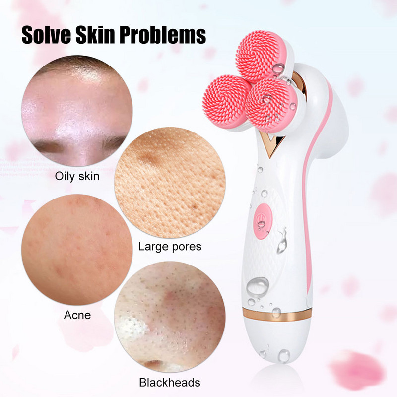3 u 1 električna četka za čišćenje lica silikonska rotirajuća četka za lice dubinsko čišćenje piling kože sredstvo za čišćenje piling njega kože
