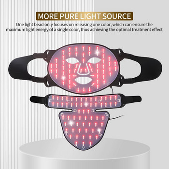 Ново пристигане Червена светодиодна светлинна терапия Инфрачервена гъвкава мека маска Силиконова 4-цветна светодиодна терапия против стареене Усъвършенствана фотонна маска