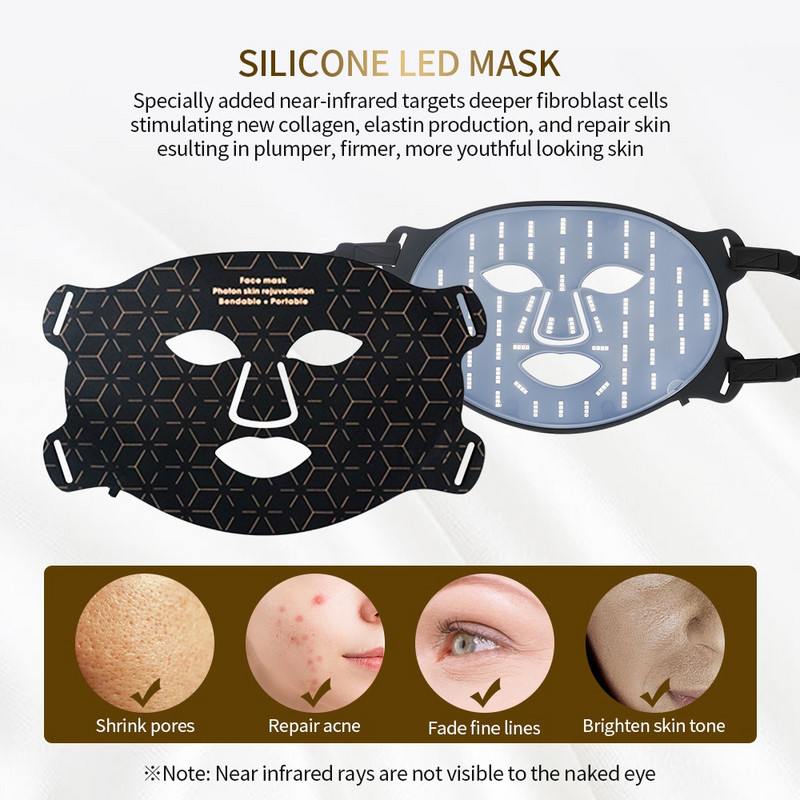 Új érkezés Red Led Light Therapy Infravörös Rugalmas Puha Maszk Szilikon 4 Színes Led Therapy Anti Aging Advanced Photon Mask