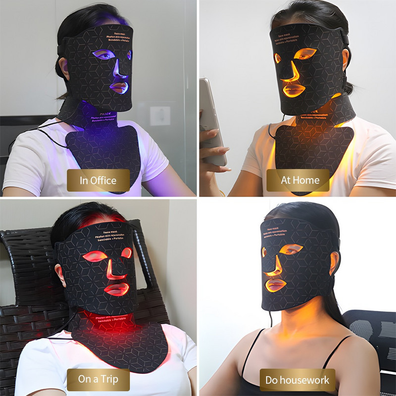 Új érkezés Red Led Light Therapy Infravörös Rugalmas Puha Maszk Szilikon 4 Színes Led Therapy Anti Aging Advanced Photon Mask