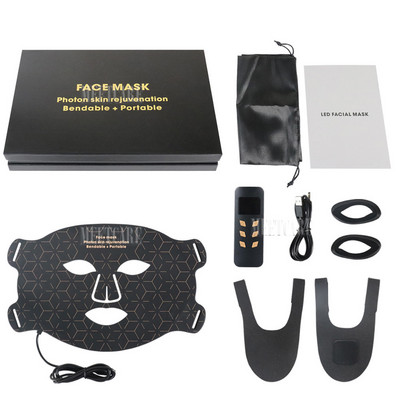 4 spalvų LED veido kaukė Silikoninė gelis infraraudonųjų spindulių fotonų terapijos odos atjauninimo priemonė nuo raukšlių šalinimo veido odos SPA kaukė
