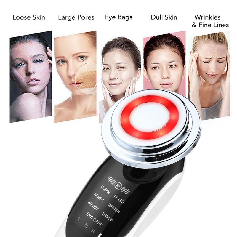 7 az 1-ben EMS arcmasszírozó piros fény foton terápiás bőrápoló rádiófrekvenciás öregedésgátló szépség mikroáram arc lifting gép
