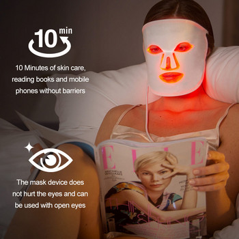 Μάσκα προσώπου 7 χρωμάτων Light gel σιλικόνης Μάσκα αναζωογόνησης δέρματος Μάσκα LED Φωτοθεραπεία Περιποίηση προσώπου Beauty Μάσκα αφαίρεσης κατά της ακμής