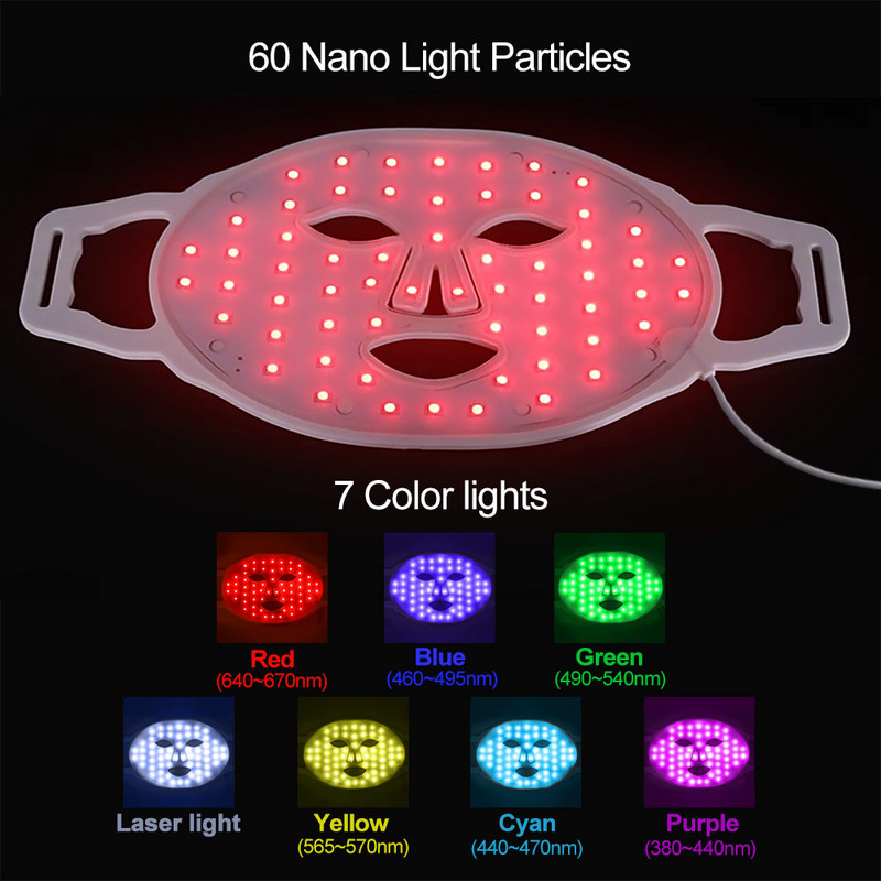 7 szín világos szilikon gél arcmaszk Bőrfiatalító LED maszk Fototerápiás arcápolás Szépség pattanásgátló maszk