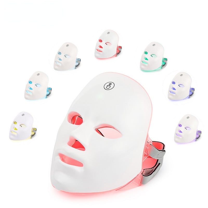USB Charge 7Colors LED arcmaszk foton terápiás bőrfiatalítás aknés ránctalanítás bőrápoló maszk Bőrvilágosító
