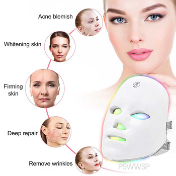 Μάσκα LED θεραπείας φωτονίων 7 Color Light Μάσκα προσώπου κατά της ακμής αφαίρεση ρυτίδων Οθόνη αφής Beauty Skin Care Φωτοθεραπεία Μάσκα προσώπου