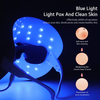 LED маска за лице, стягане на кожата, маска за лице против бръчки, 3 цвята, светлина, LED фотон, грижа за лицето, машина за красота, домашен спа масаж,