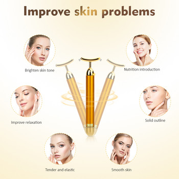 Energy 24k Gold Beauty Bar Facial Lifting Massager Face Vibration Anti Aging Tightening Roller Bar Facial Slimming Massage Stick