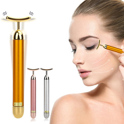 Energy 24k Gold Beauty Bar Facial Lifting Massager Face Vibration Anti Aging Tightening Roller Bar Facial Slimming Massage Stick