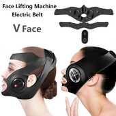 Microcurrent V Shape Face Lifting Bandage EMS Arc Karcsúsító Masszírozó Dupla áll Eltávolító LED Fényterápia Pofa Emelő Öv