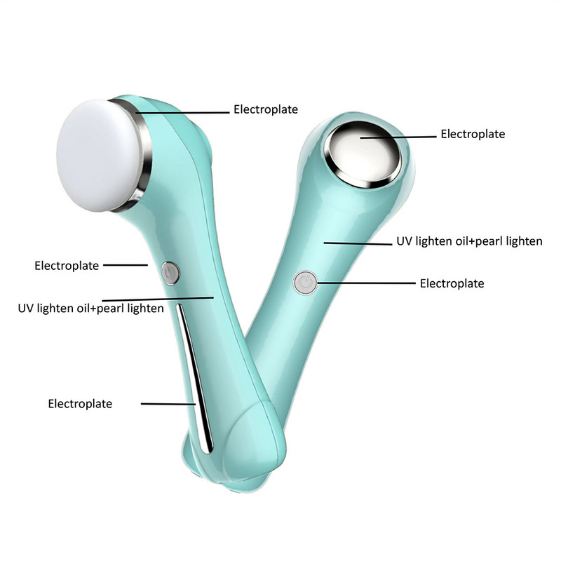 2 viename elektrinis silikoninis veido valymo šepetėlis Sonic Vibration Masažinis veido valiklis inkštirų valiklis Daugiafunkcis prietaisas