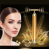 24K Arcmasszírozó T Type Beauty Bar Gold Energy Vibration Test szépségápolás Masszázs Arc eszközök Otthoni használatra