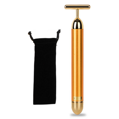 24K Arcmasszírozó T Type Beauty Bar Gold Energy Vibration Test szépségápolás Masszázs Arc eszközök Otthoni használatra