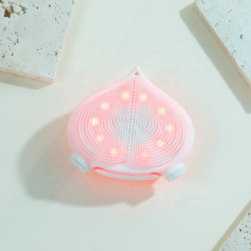 2 az 1-ben ultrahangos kétoldalas arctisztító hámlasztó kefe Red Therapy Light Vibrate elektromos arcradír kefe