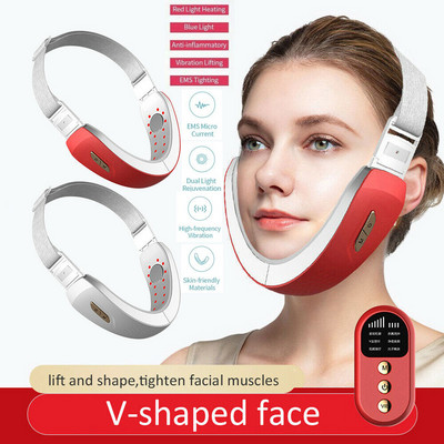 EMS Facial V-Line Lifting Device Arc Karcsúsító Vibrációs Masszírozó LED Foton Fényterápia Dupla állú V-alakú arcemelő arc